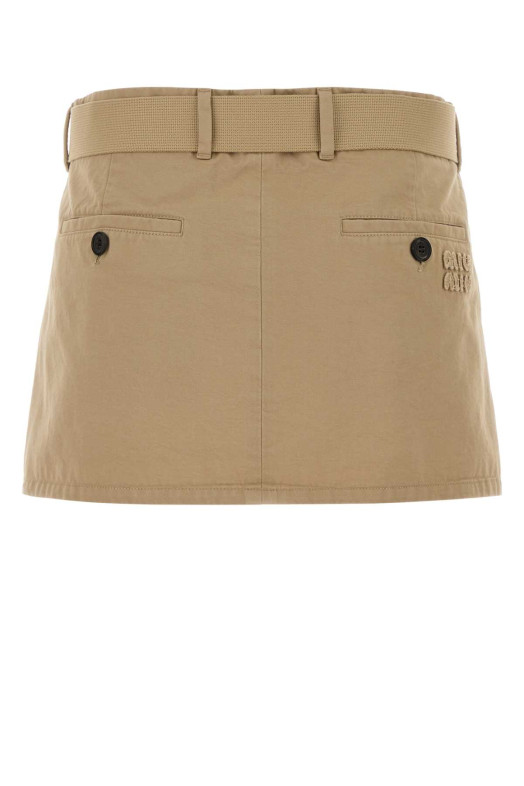 Beige gabardine mini skirt MIU MIU (MG2637SOOO19EK)