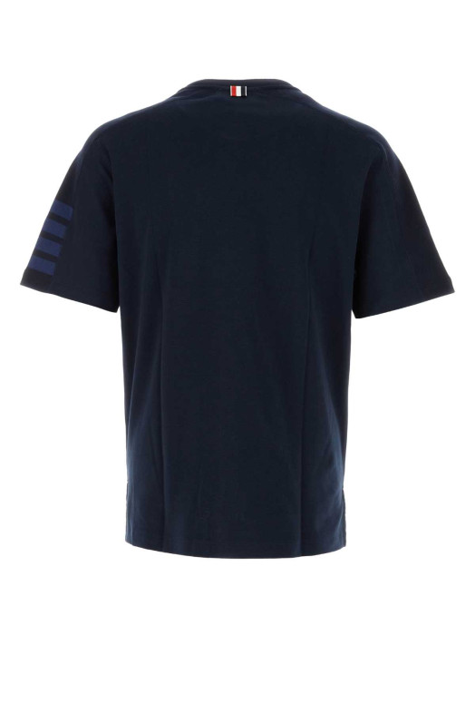 Navy blue cotton t-shirt Black THOM BROWNE (MJS246A07323)