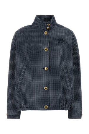 Embroidered nylon blend jacket Blue MIU MIU (ML1046SOOO19CW)