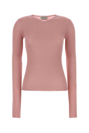 Pink silk t-shirt MIU MIU (MML01BSOOO18BQ)