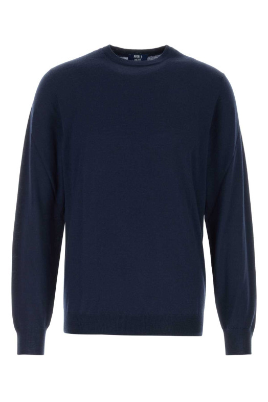 Navy blue wool sweater FEDELI (MU007012)