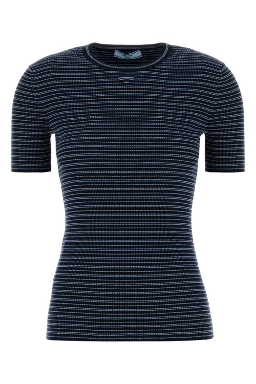 Embroidered stretch cotton blend t-shirt PRADA (P24B3FSOOO19C7)