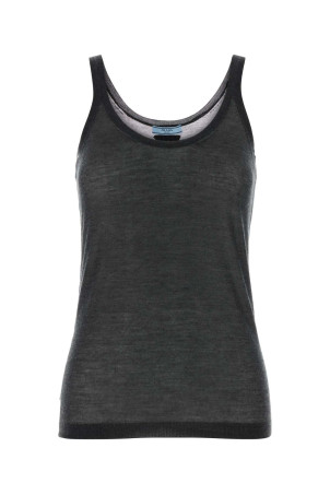 Graphite cashmere blend tank top PRADA (P29B95SOOO18DN)