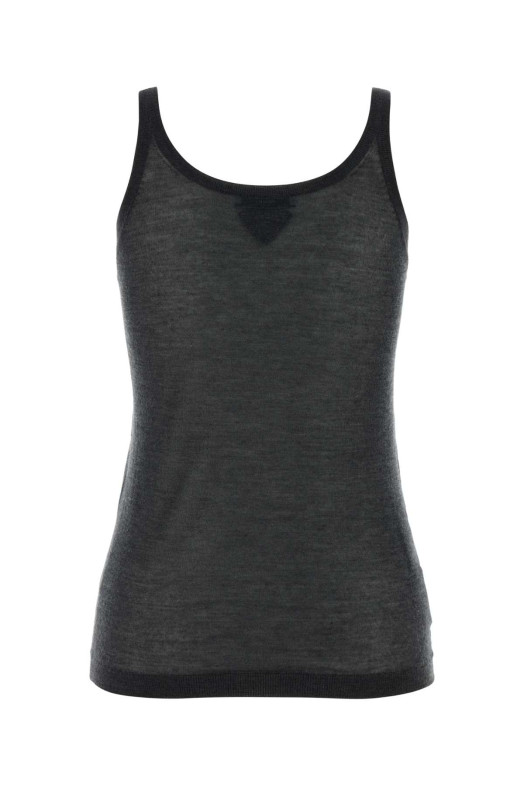 Graphite cashmere blend tank top PRADA (P29B95SOOO18DN)