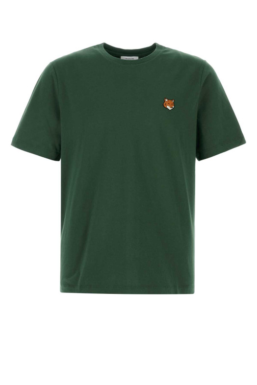 Bottle green cotton t-shirt MAISON KITSUNE (PM00107KJ7026)