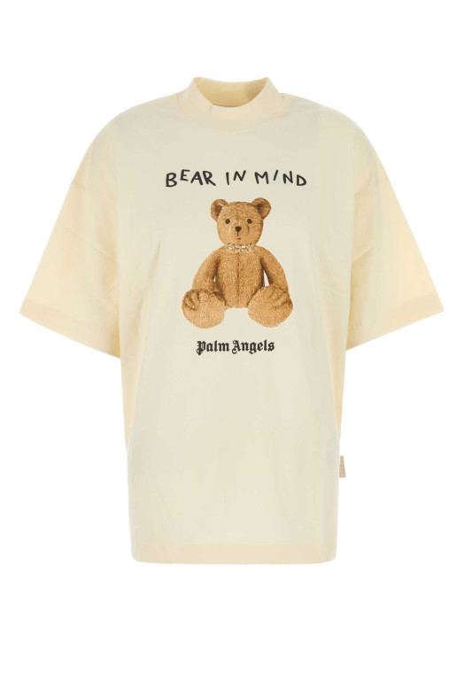 Ivory cotton oversize t-shirt PALM ANGELS (PWAA017F24JER005)