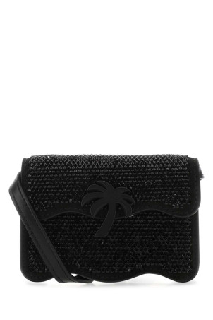 Embellished leather micro Palm Beach crossbody bag Black PALM ANGELS (PWNX001S23LEA003)