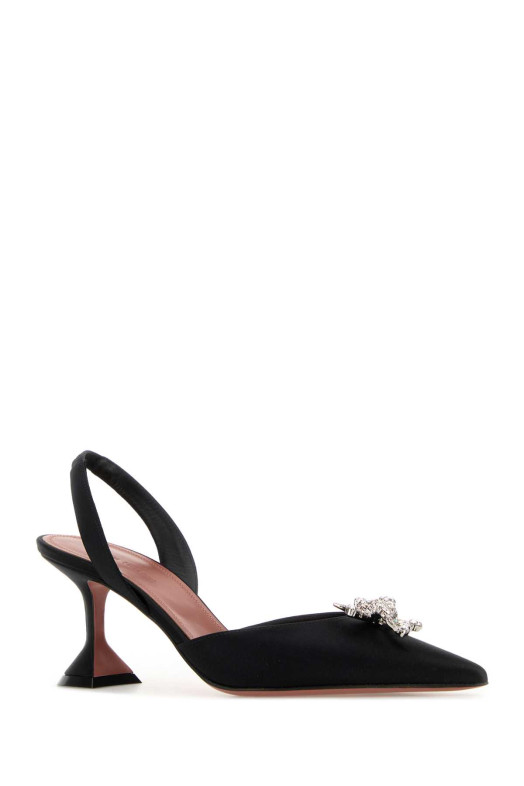 Black satin Rosie pumps Black AMINA MUADDI (ROSIESLING70)