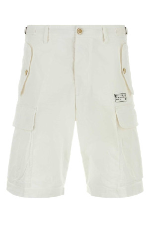 White stretch cotton Utility bermuda shorts White DSQUARED (S74MU0965S35175)