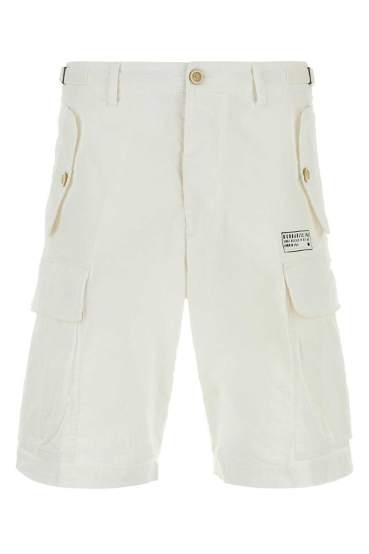 White stretch cotton Utility bermuda shorts White DSQUARED (S74MU0965S35175)