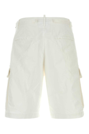 White stretch cotton Utility bermuda shorts White DSQUARED (S74MU0965S35175)