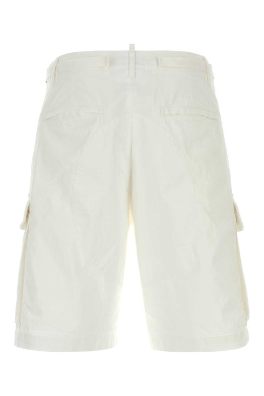 White stretch cotton Utility bermuda shorts White DSQUARED (S74MU0965S35175)