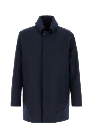 Navy blue poplin overcoat Blue PRADA (SGD099SOOO1Z8Z)
