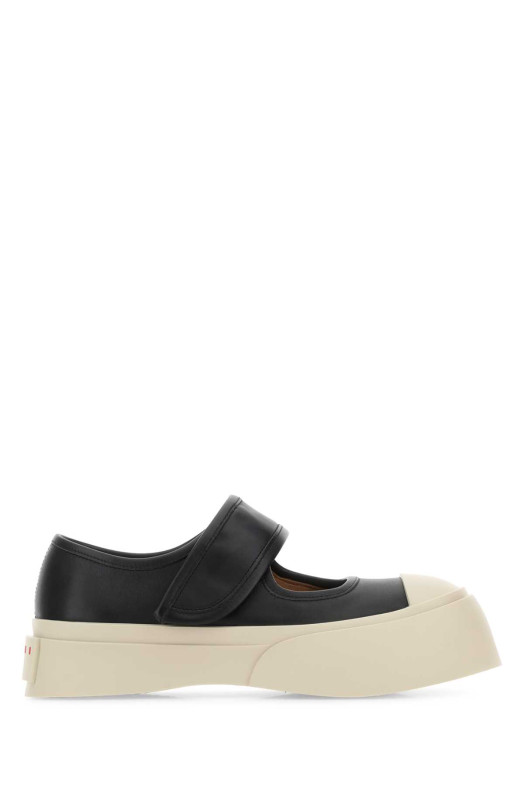 Black leather Mary Jane sneakers Black MARNI (SNZW003120P7226)