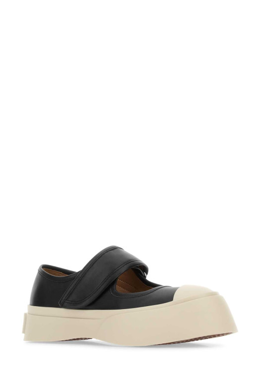 Black leather Mary Jane sneakers Black MARNI (SNZW003120P7226)