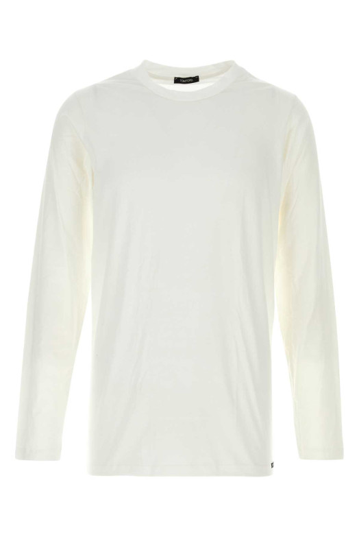 White stretch cotton blend t-shirt White TOM FORD (T4M141410)