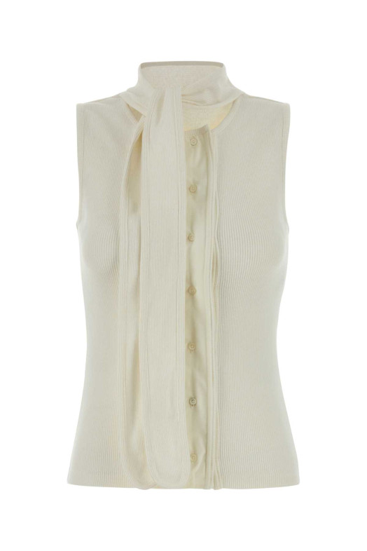 White stretch cotton blend vest LEMAIRE (TS0004LJ1030)