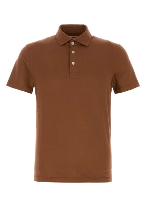 Brown stretch cotton polo shirt Black FEDELI (TUD00120)