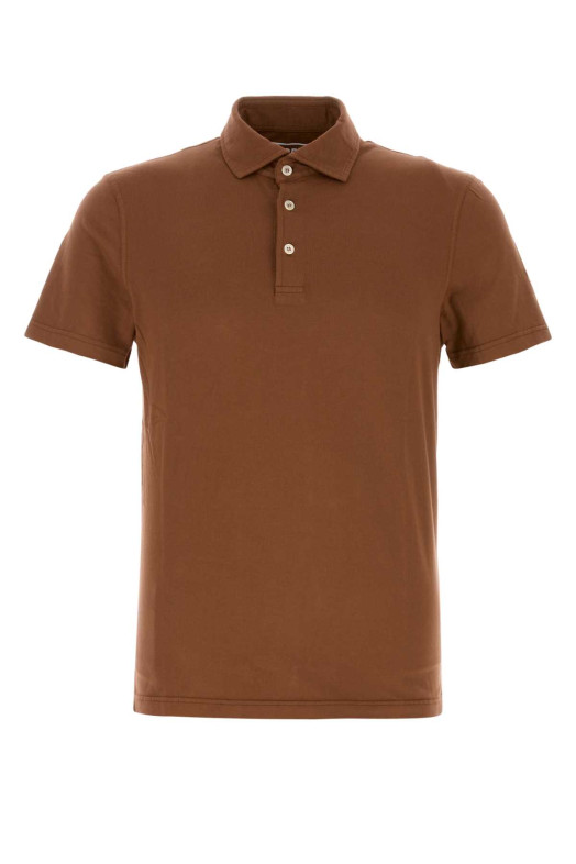 Brown stretch cotton polo shirt Black FEDELI (TUD00120)