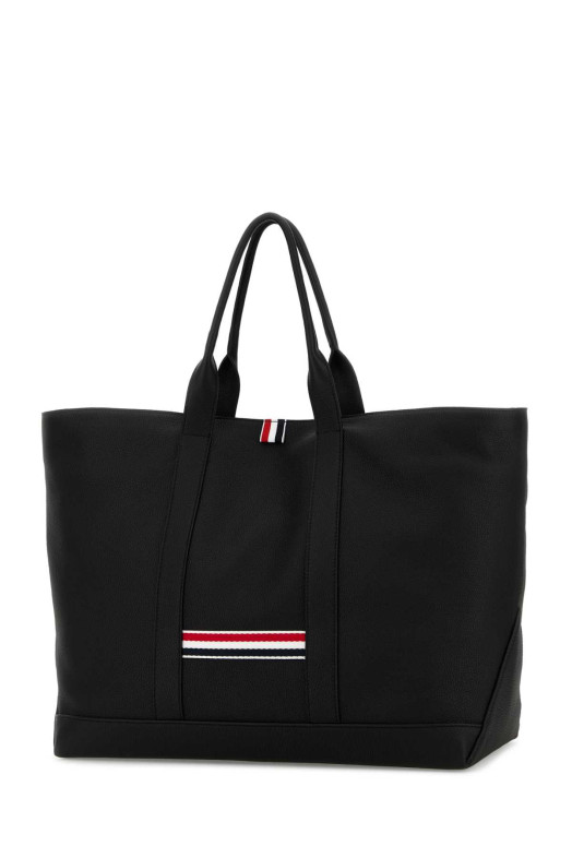 Black leather shopping bag THOM BROWNE (UAG265AL0105)