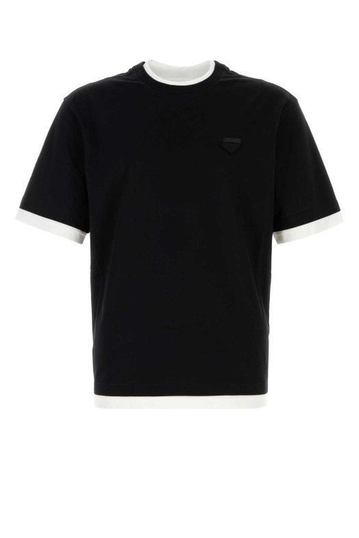 Black cotton t-shirt PRADA (UJN912SWMO11CD)