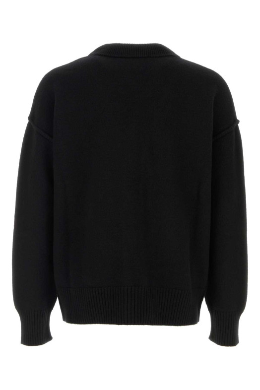 Black wool cardigan White AMI (UKC367018)