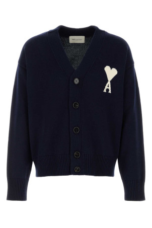 Navy blue wool blend cardigan AMI (UKC380KN0156)