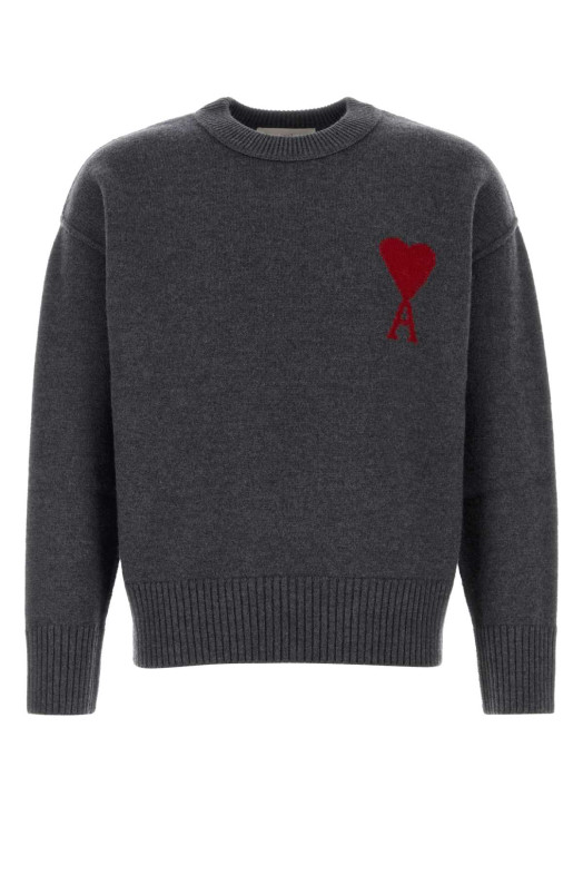 Dark grey wool sweater AMI (UKS838018)