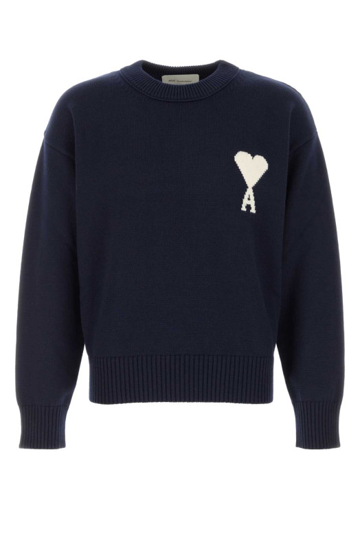 Navy blue wool blend sweater AMI (UKS859KN0156)