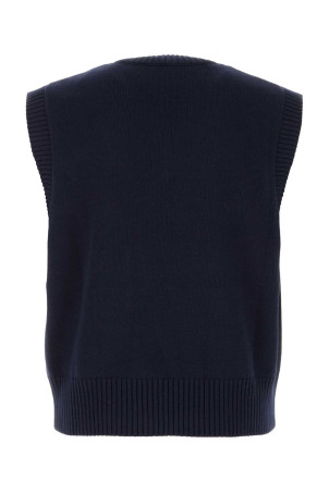 Navy blue wool blend vest AMI (UKS860KN0156)
