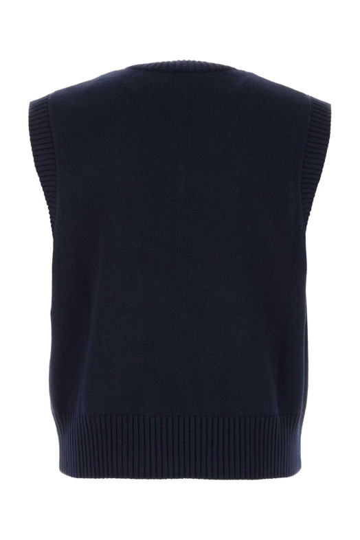 Navy blue wool blend vest AMI (UKS860KN0156)