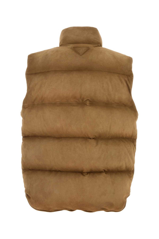 Biscuit suede sleeveless down jacket PRADA (UPT142SOOO18OM)