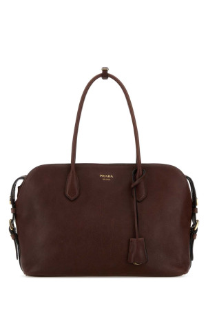 Chocolate leather large shopping bag PRADA (1BG6002HFQ)