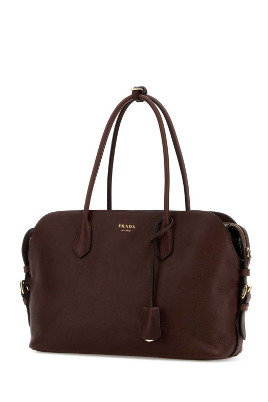 Chocolate leather large shopping bag PRADA (1BG6002HFQ)