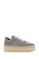 Grey fabric and suede Downtown Bold sneakers PRADA (1E792MFBC50ZJM)