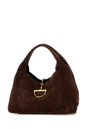 Brown suede maxi Gucci Softbit shoulder bag GUCCI (837466AAFLB)