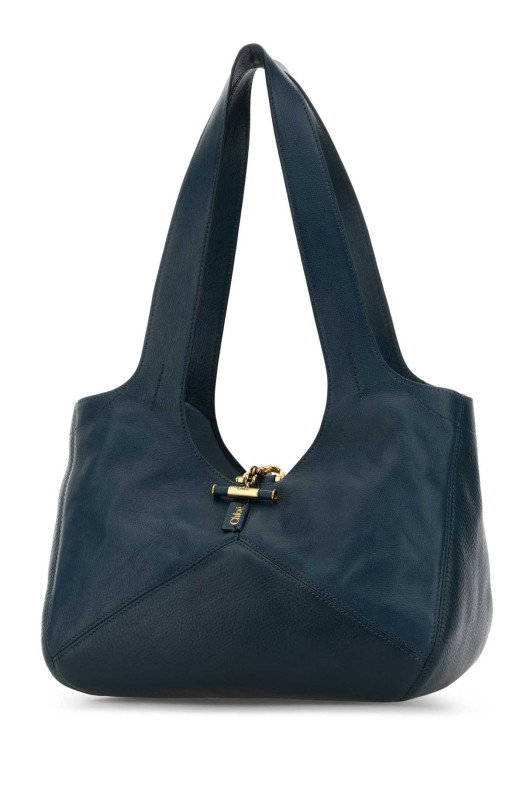 Navy blue leather East-West ChloÃ© Balloon shoulder bag CHLOE (CH26SS645Q15)