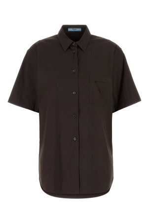 Brown stretch poplin shirt PRADA (P455ISOOO12VC)