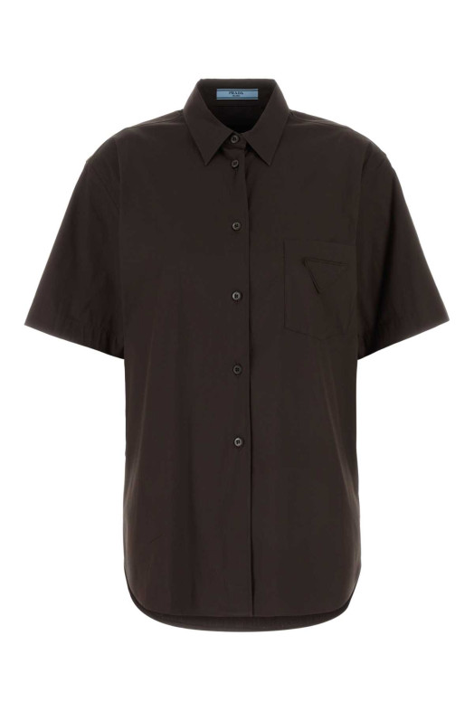 Brown stretch poplin shirt PRADA (P455ISOOO12VC)