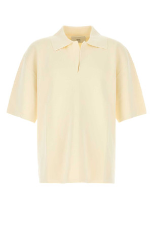 Cream viscose blend oversize polo shirt AMI (UPL164KN0064)