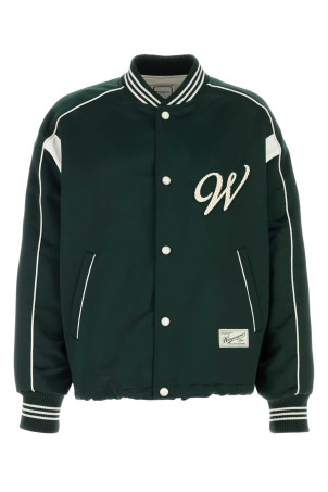 Bottle green satin bomber jacket WOOYOUNGMI (W261JP03)