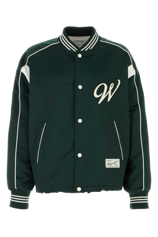 Bottle green satin bomber jacket WOOYOUNGMI (W261JP03)