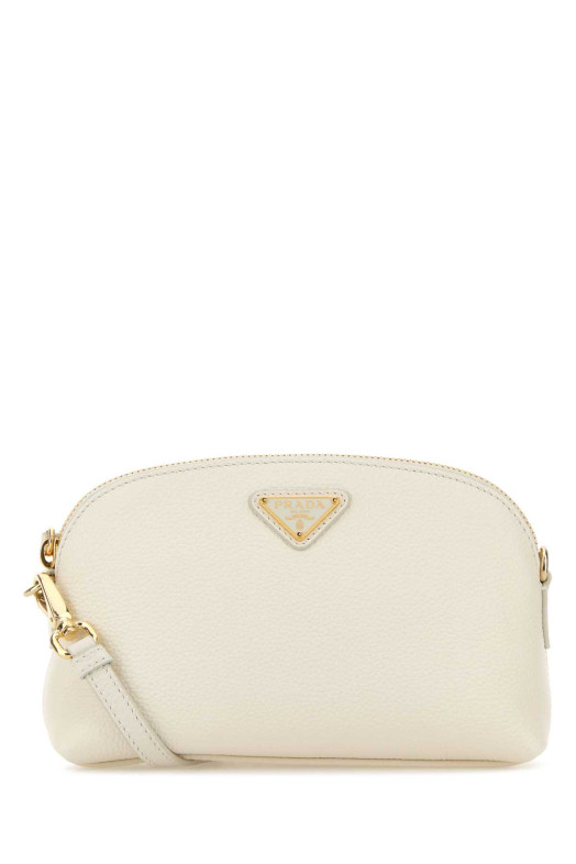 White leather crossbody bag Black PRADA (1NF0622DKV)