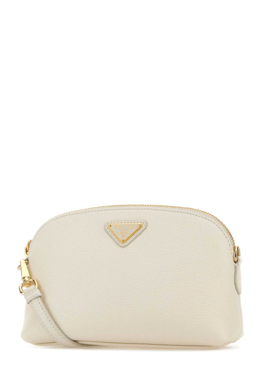 White leather crossbody bag Black PRADA (1NF0622DKV)