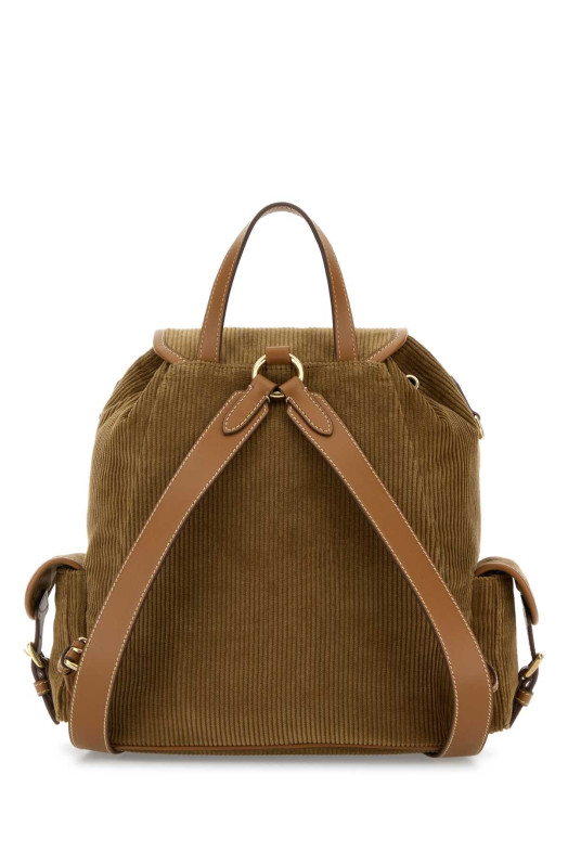 Beige corduroy backpack MIU MIU (5BZ042VOOMAF81)