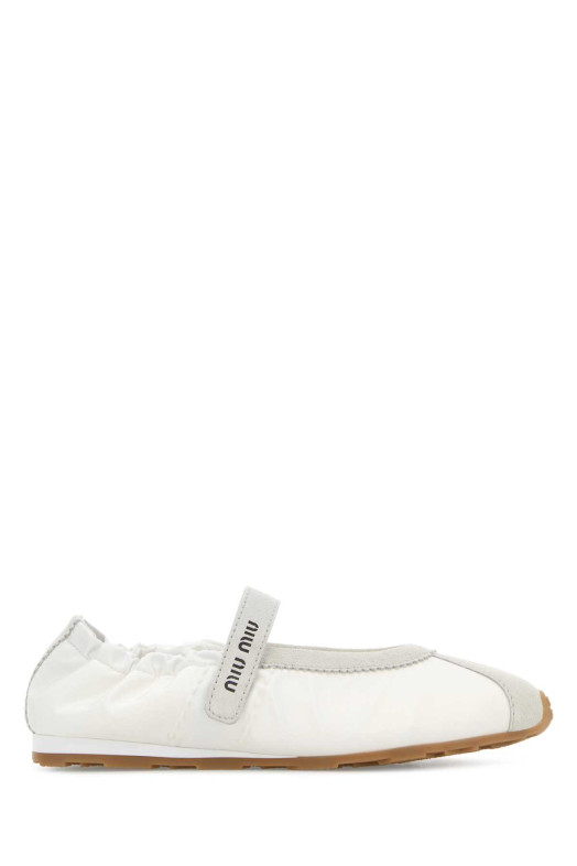 White suede and fabric ballerinas Black MIU MIU (5F370EFD005D7C)