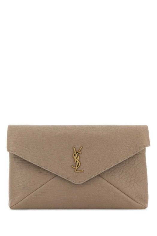 Cappuccino leather Envelope Cassandre pouch SAINT LAURENT (769307AACYT)
