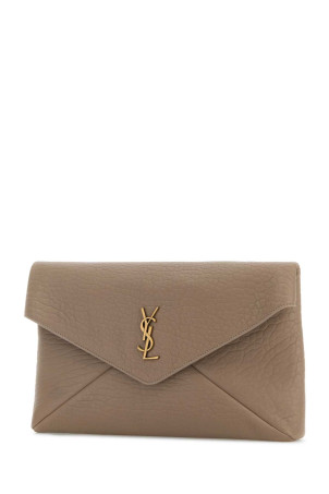Cappuccino leather Envelope Cassandre pouch SAINT LAURENT (769307AACYT)