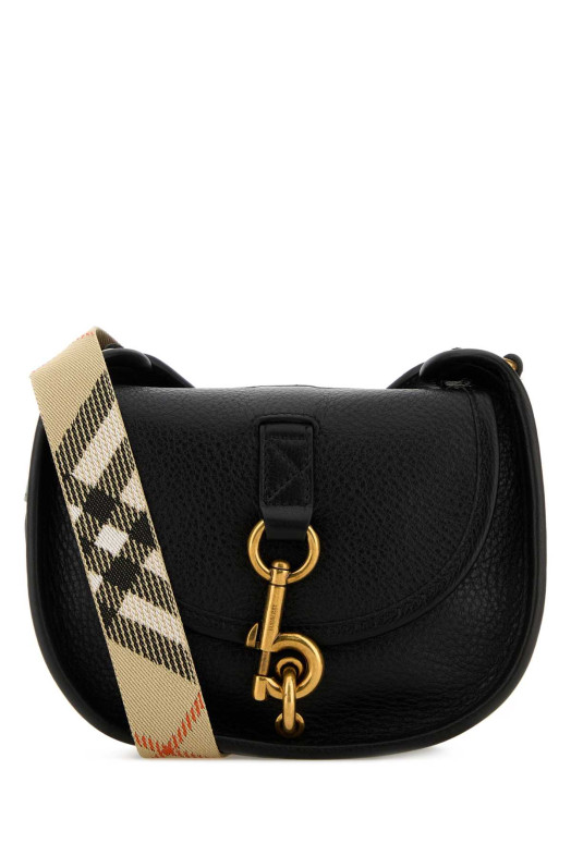 Black leather mini Messenger B Clip crossbody bag Black BURBERRY (8120693)