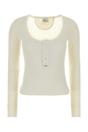 White cotton t-shirt Beige CHLOE (CH26SJH29185)